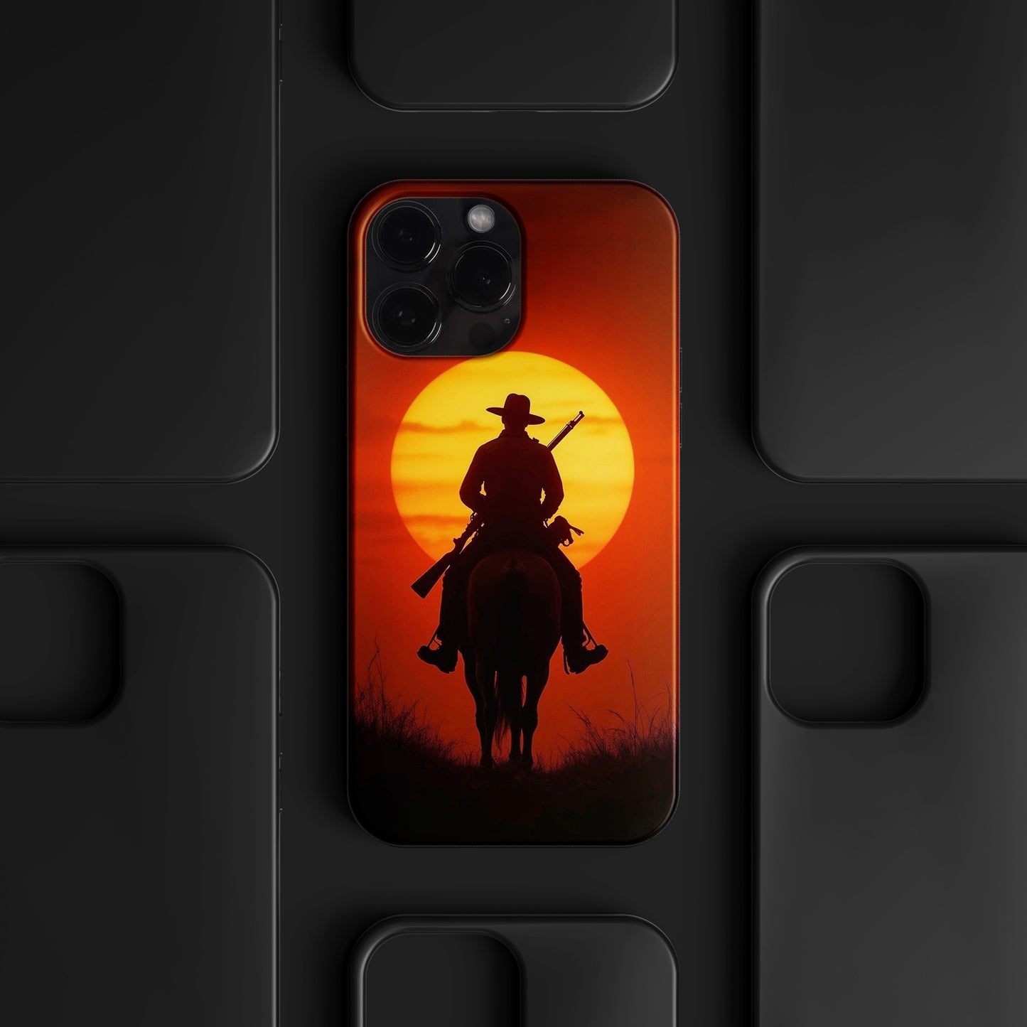 BERNZ "Sunset Rider Silhouette" Tasarım Telefon Kılıfı – Red Dead Redemption Serisi