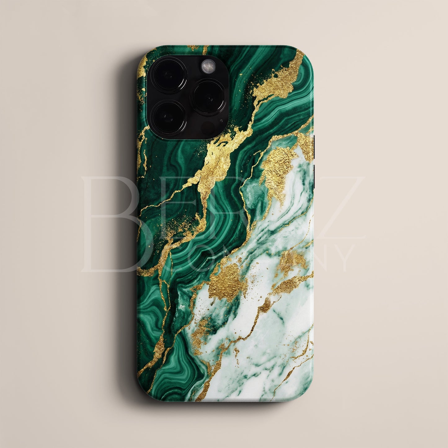 BERNZ "Emerald Gold Marble" Tasarım Telefon Kılıfı – Art Serisi