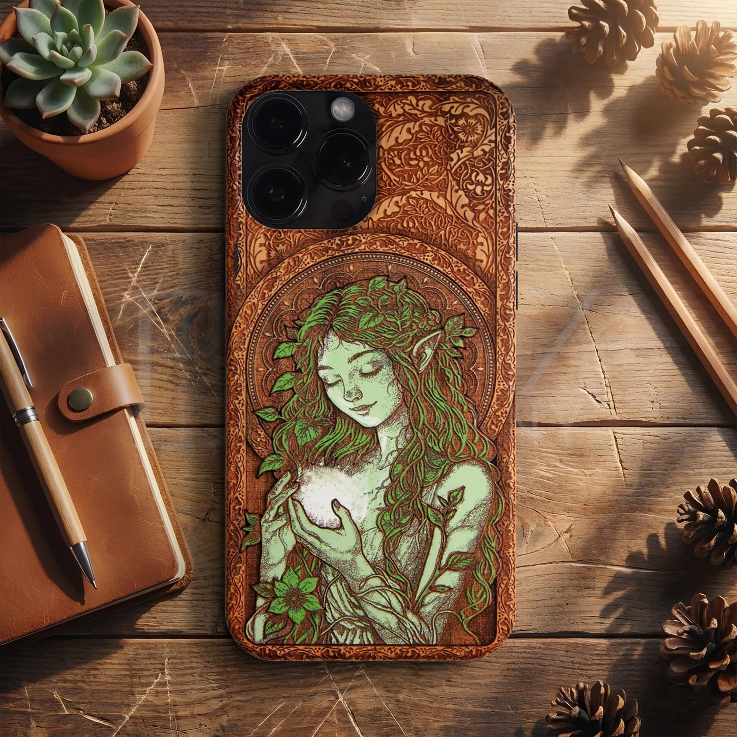 BERNZ "Forest Spirit Elf" Tasarım Telefon Kılıfı – Wooden Look Serisi