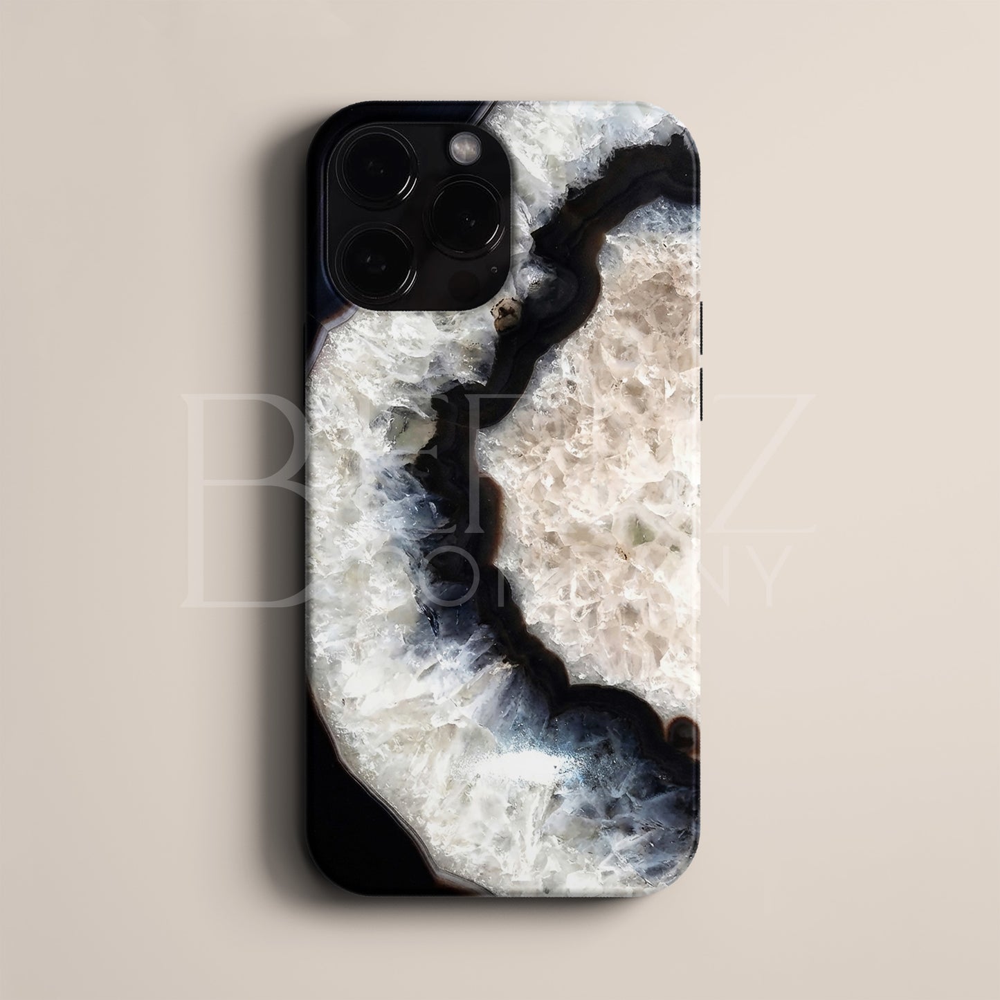 BERNZ "Black Crystal Geode" Tasarım Telefon Kılıfı – Art Serisi