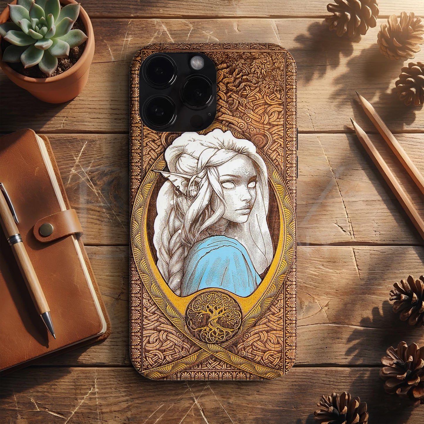 BERNZ "Royal High Elf" Tasarım Telefon Kılıfı – Wooden Look Serisi