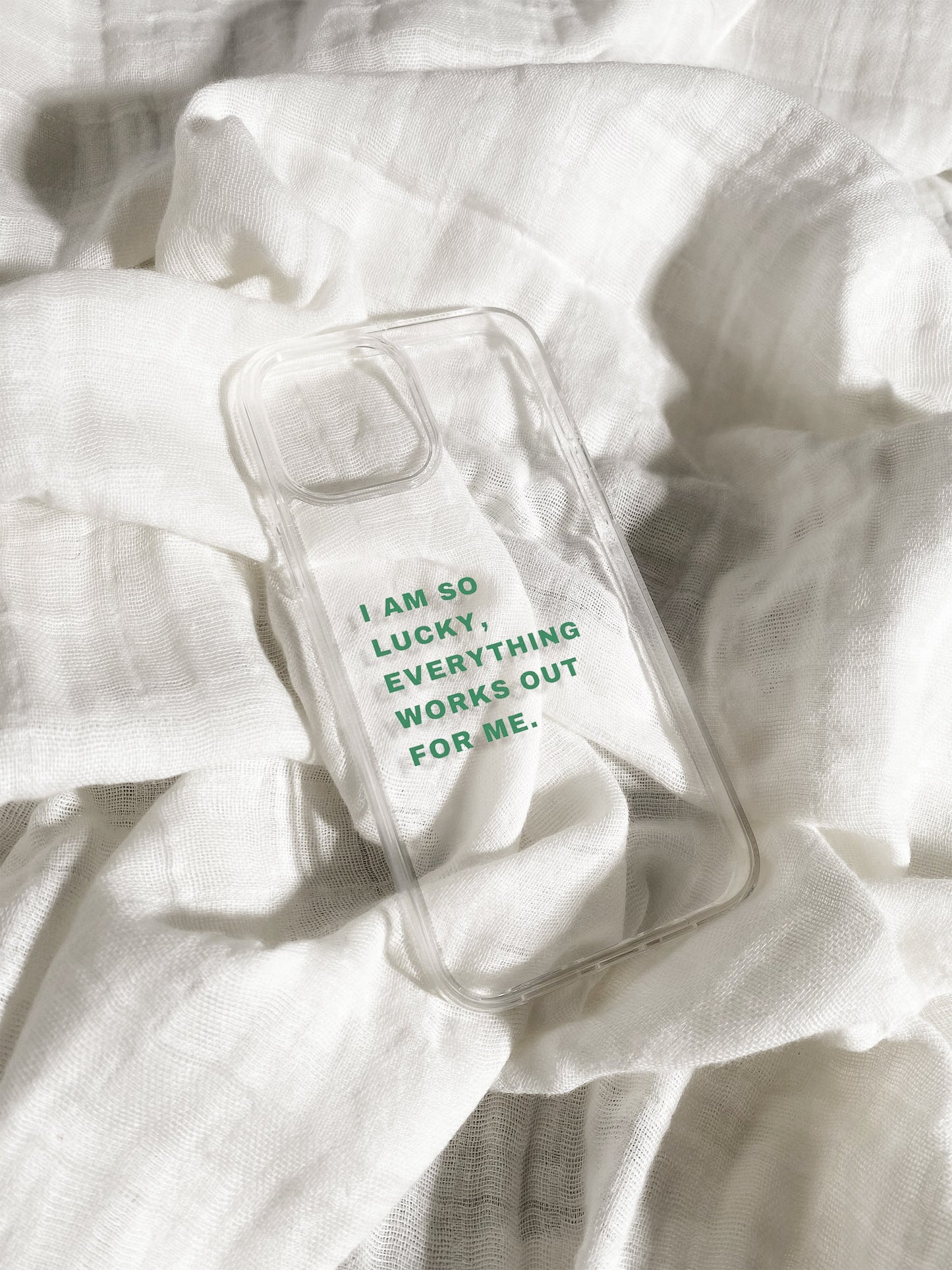 BERNZ COMPANY "Lucky Affirmation Clear" Tasarım Telefon Kılıfı - Pozitif Yazı Serisi