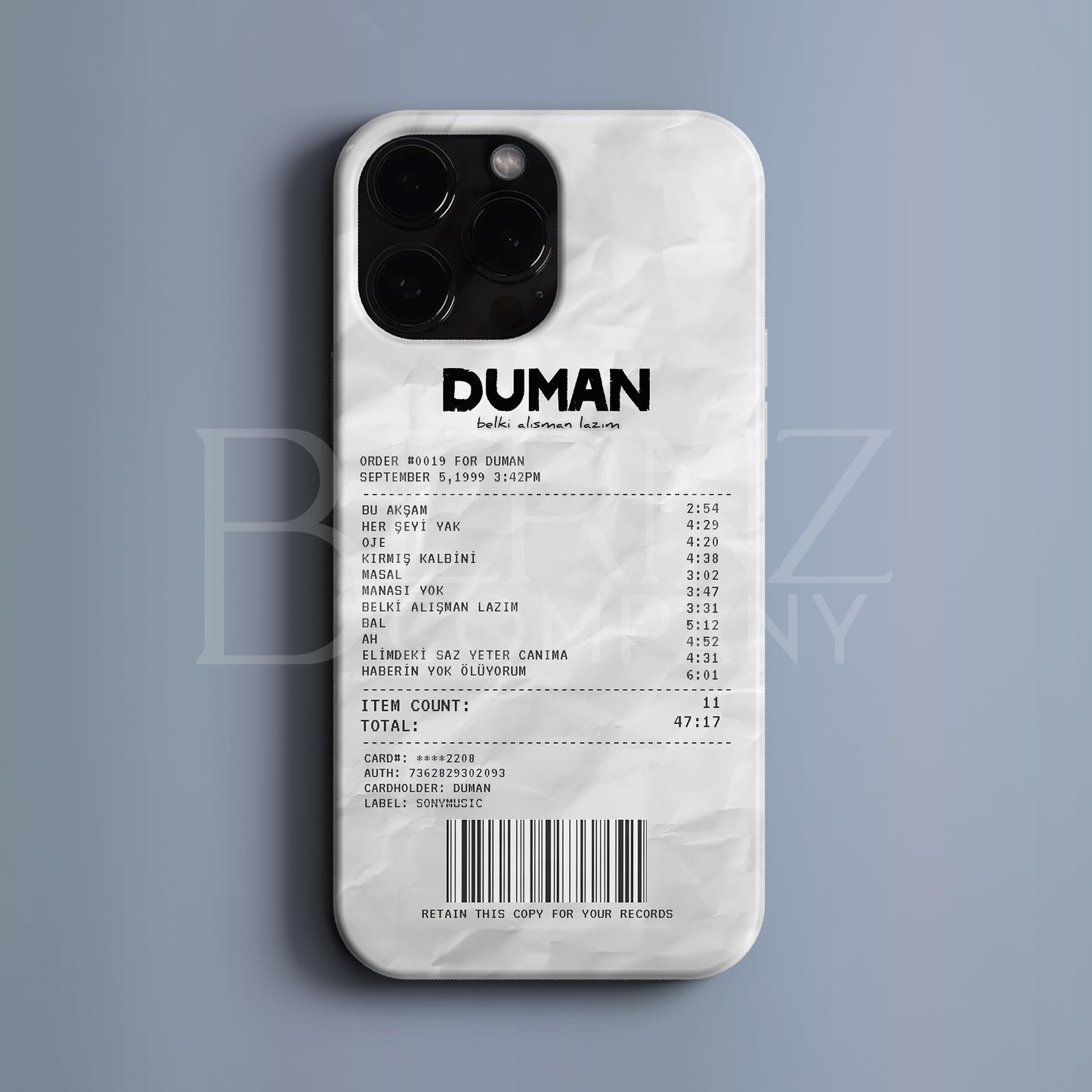 'Concert Ticket for DUMAN' Tasarım Telefon Kılıfı BERNZ COMPANY