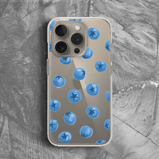'Blueberry Loop' Tasarım Telefon Kılıfı - Şeffaf Mini Meyveler