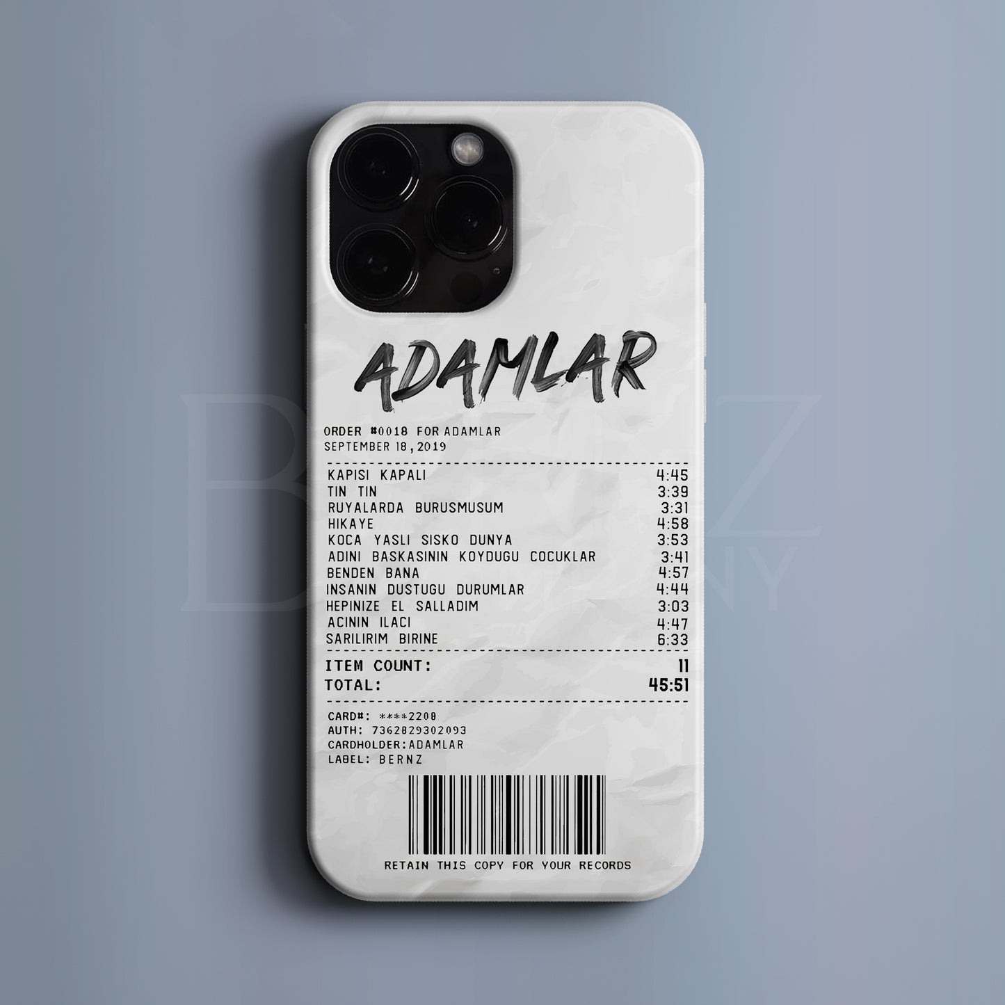 'Concert Ticket for ADAMLAR' Tasarım Telefon Kılıfı BERNZ COMPANY