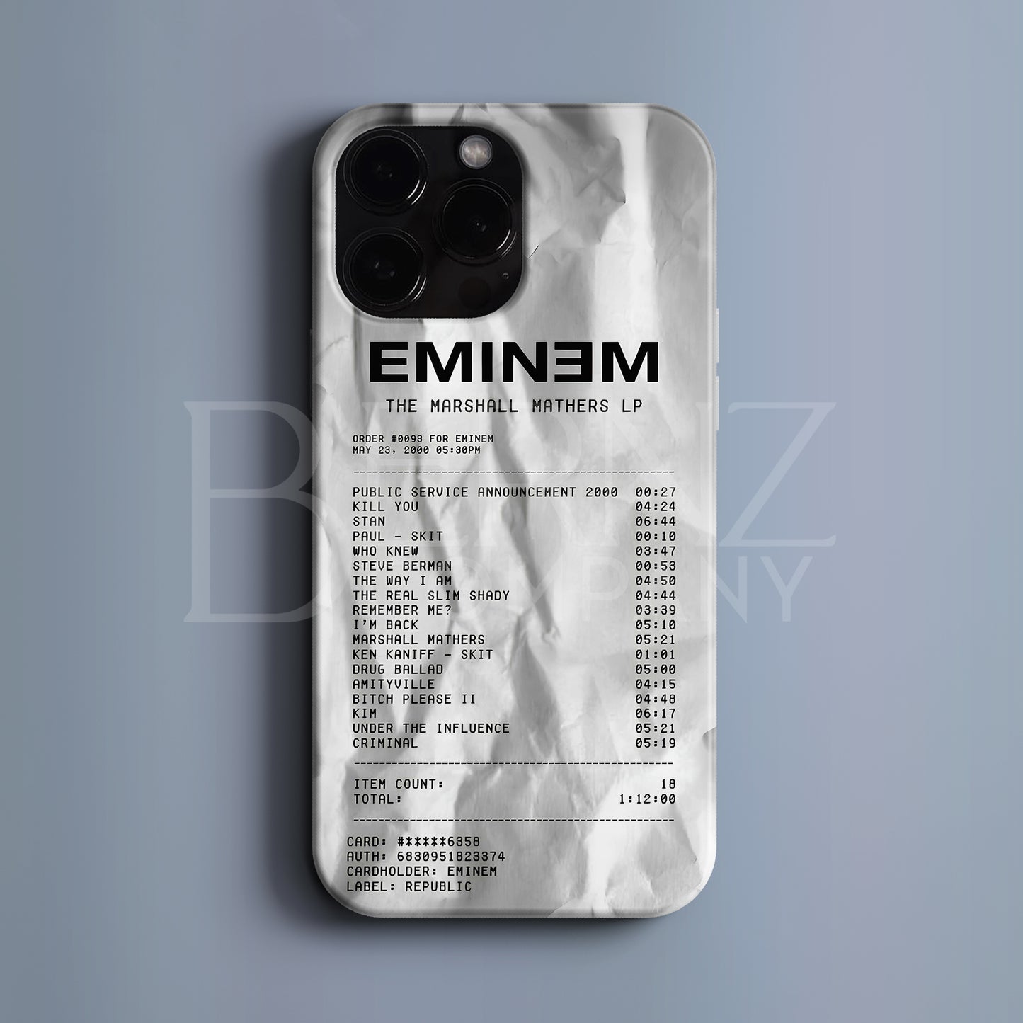 'Concert Ticket for EMINEM' Tasarım Telefon Kılıfı BERNZ COMPANY