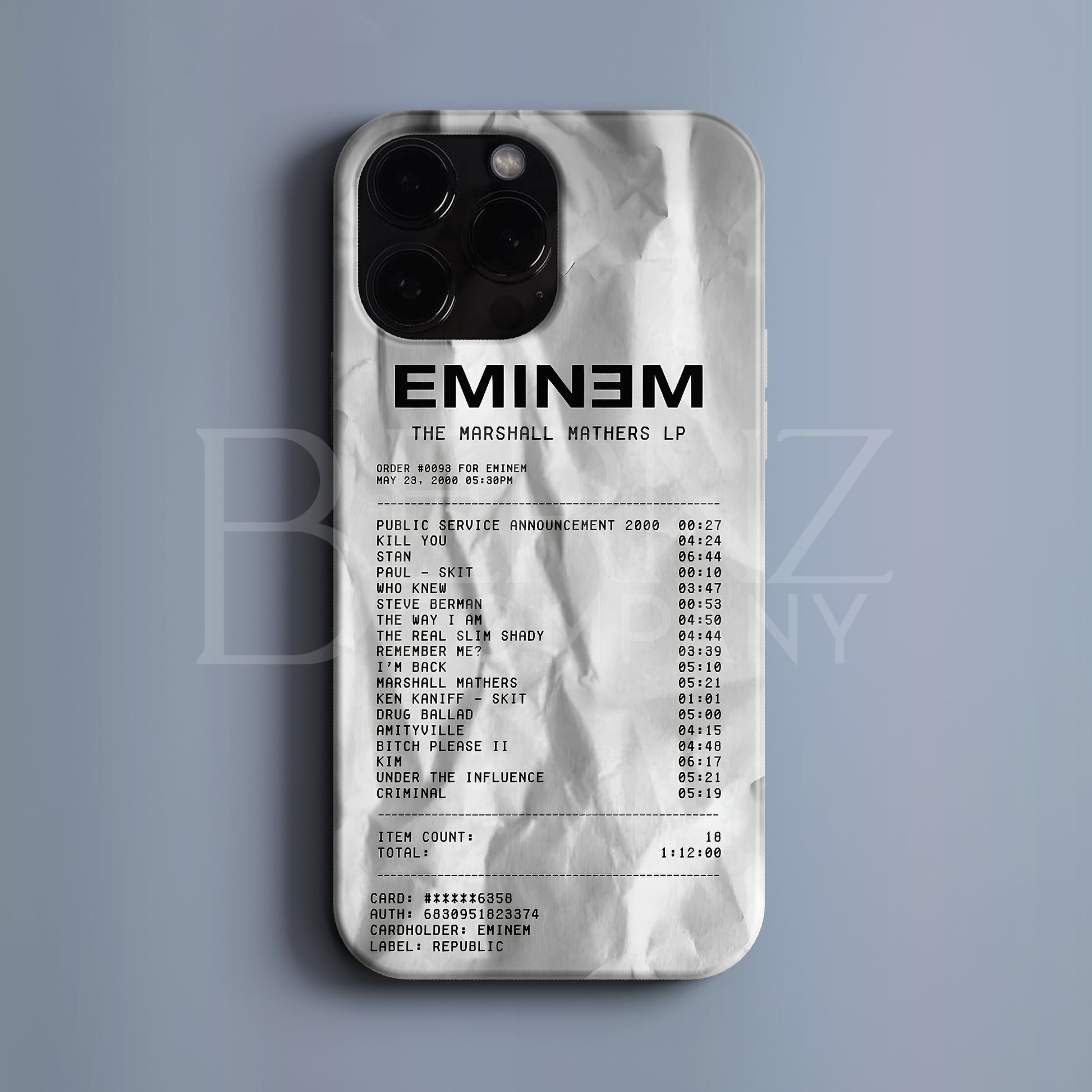 'Concert Ticket for EMINEM' Tasarım Telefon Kılıfı BERNZ COMPANY