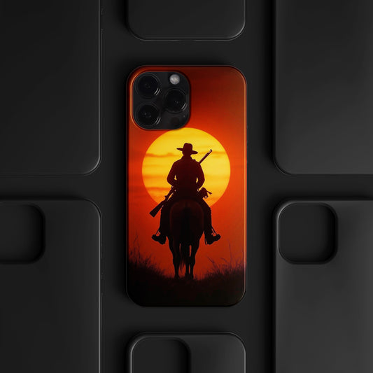 BERNZ "Sunset Rider Silhouette" Tasarım Telefon Kılıfı – Red Dead Redemption Serisi