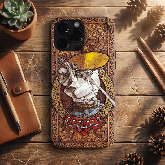 BERNZ "Ronin Demon Slayer" Tasarım Telefon Kılıfı – Wooden Look Serisi