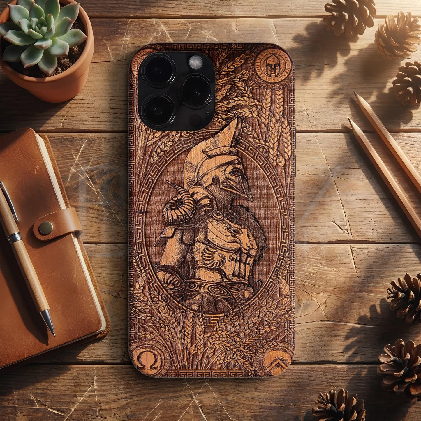 BERNZ "Spartan Legend" Tasarım Telefon Kılıfı – Wooden Look Serisi