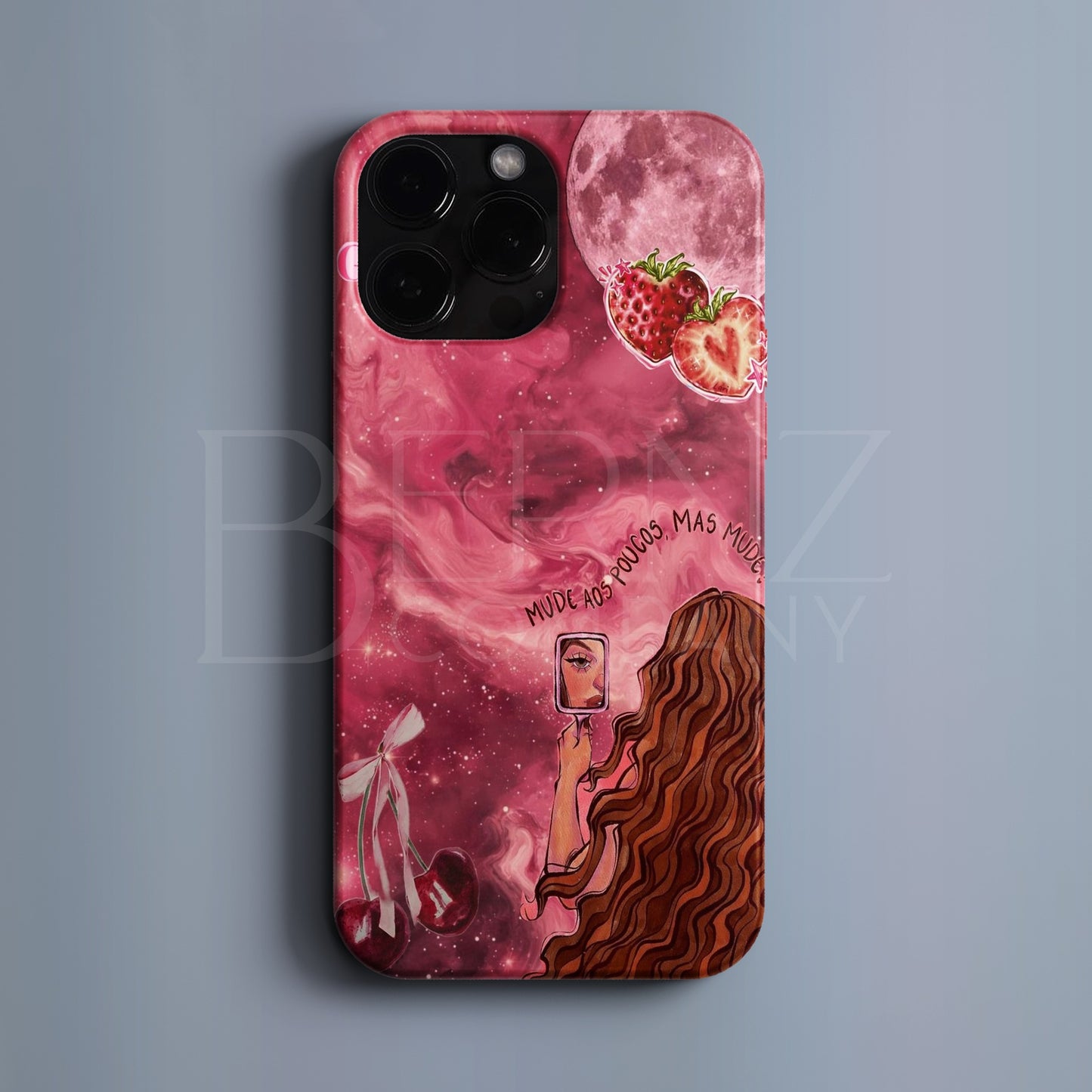 BERNZ COMPANY "Pembe Ay Büyüsü" Tasarım Telefon Kılıfı – Glow Up Serisi