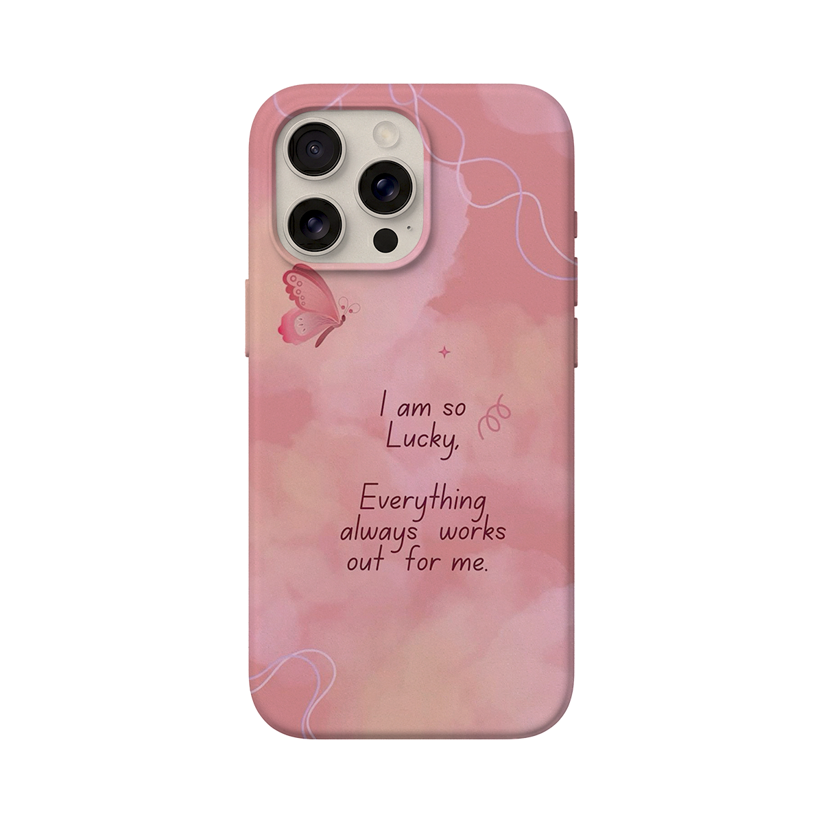 BERNZ COMPANY "Lucky Pink Butterfly" Tasarım Telefon Kılıfı - Motivasyon Serisi