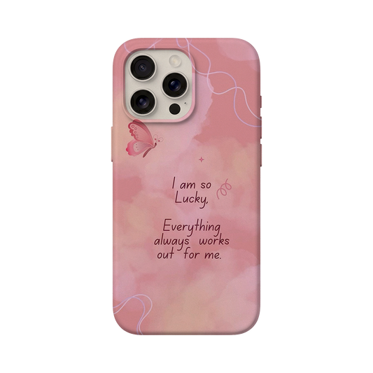 BERNZ COMPANY "Lucky Pink Butterfly" Tasarım Telefon Kılıfı - Motivasyon Serisi