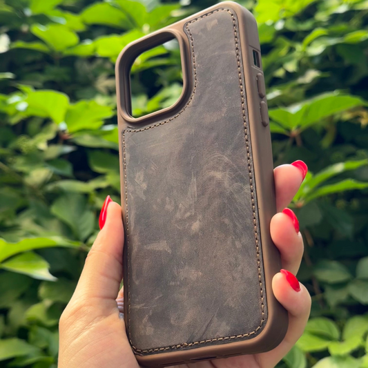 Lüks Desenli Gerçek Deri Telefon Kılıfı – Premium Seri