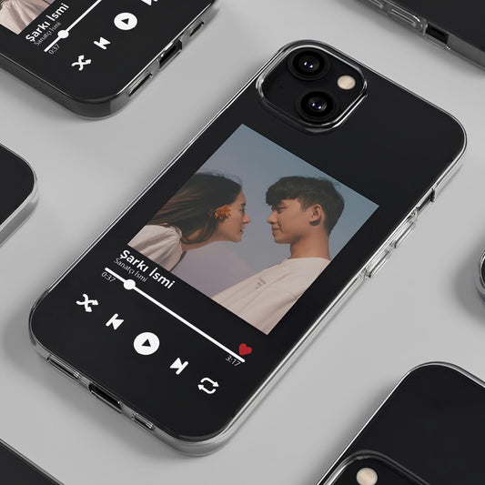 Kişiye Özel Spotify Player baskılı Şeffaf Kılıf, Sararmaya daha dayanıklı Şeffaf Telefon Kılıfı