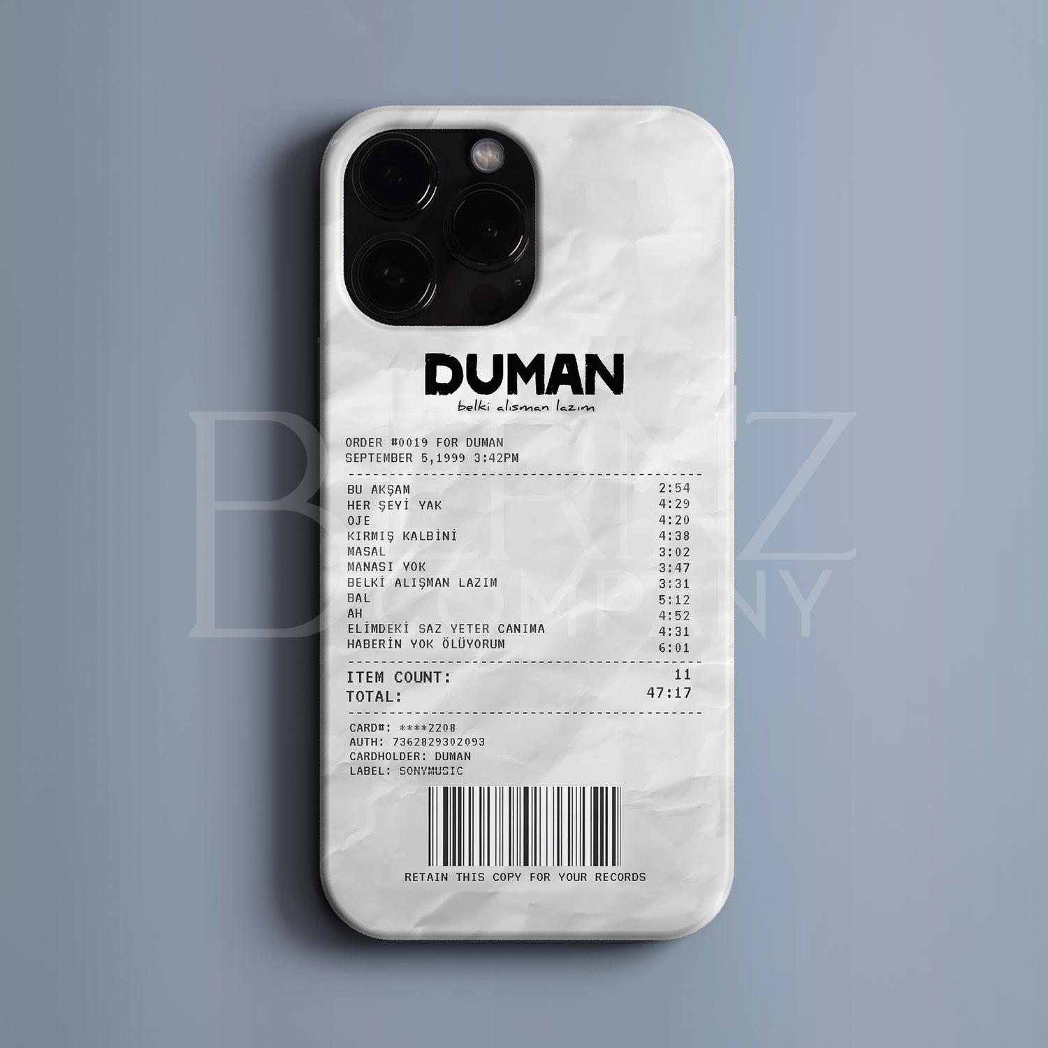 'Concert Ticket for DUMAN' Tasarım Telefon Kılıfı BERNZ COMPANY