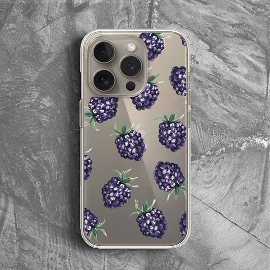 'Midnight Berry' Tasarım Telefon Kılıfı - Şeffaf Mini Meyveler