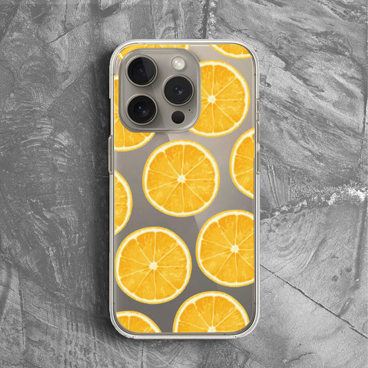 'Orange Dots' Tasarım Telefon Kılıfı - Şeffaf Mini Meyveler
